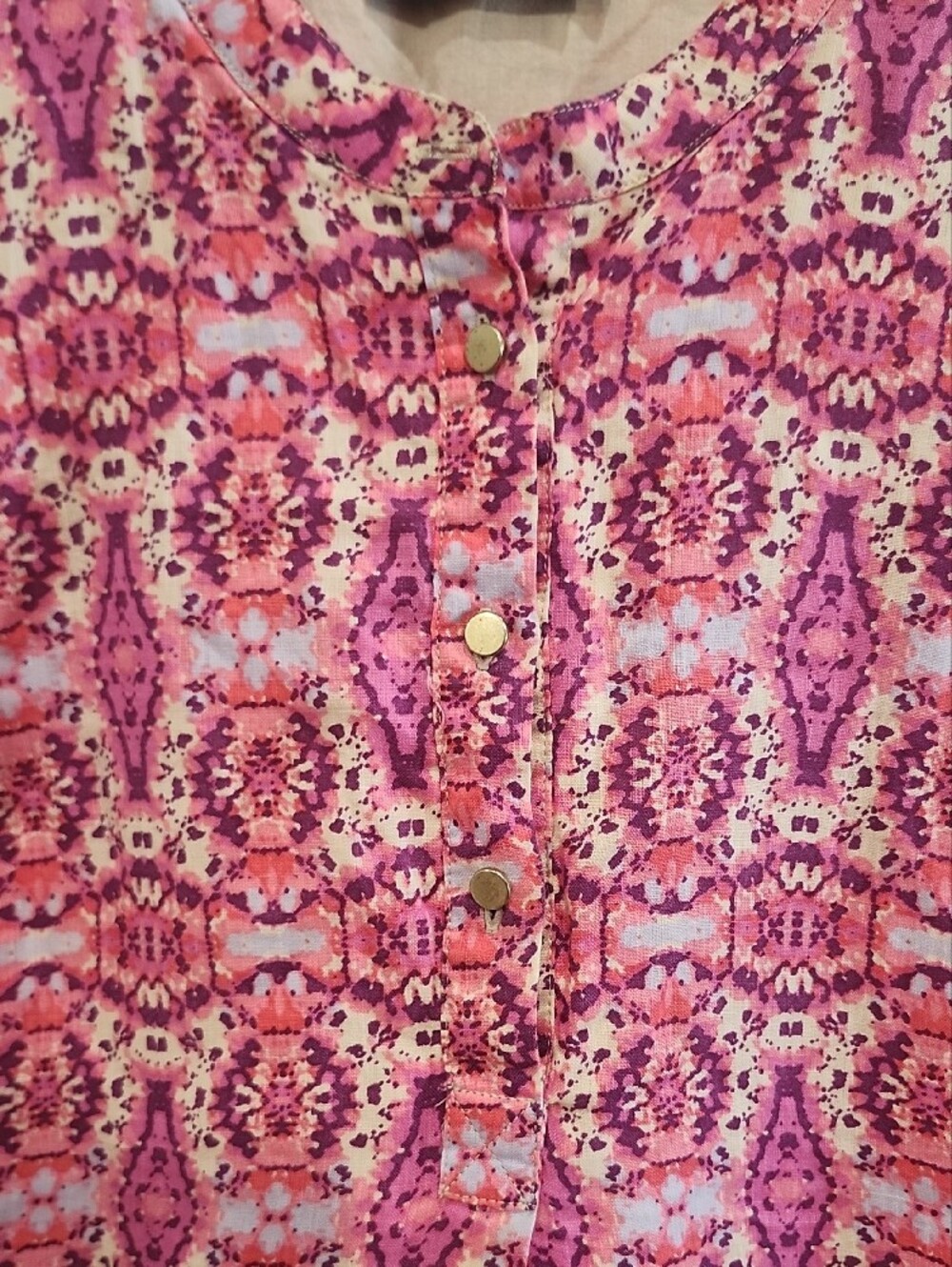 Cynthia Rowley Pink Geometric Sleeveless Shift 100% Linen Designer Colorful Dres - Picture 4 of 9